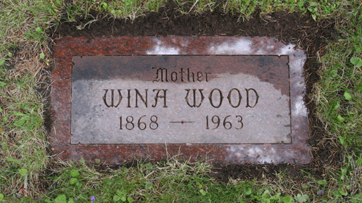 Photo of headstones/Wina Wood d1963 hdstn Greenwood Cemetery Wisconsin